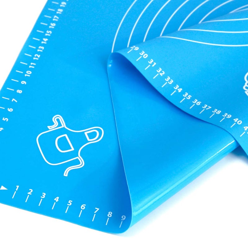 BJGXFMQ Silicone Baking Mat for Rolling Pastry Dough with Measurements, 25.6" x 17.7" BPA Free Non stick and Non Slip Blue Table Sheet Baking Supplies for Bake Pizza Cake - Image 5